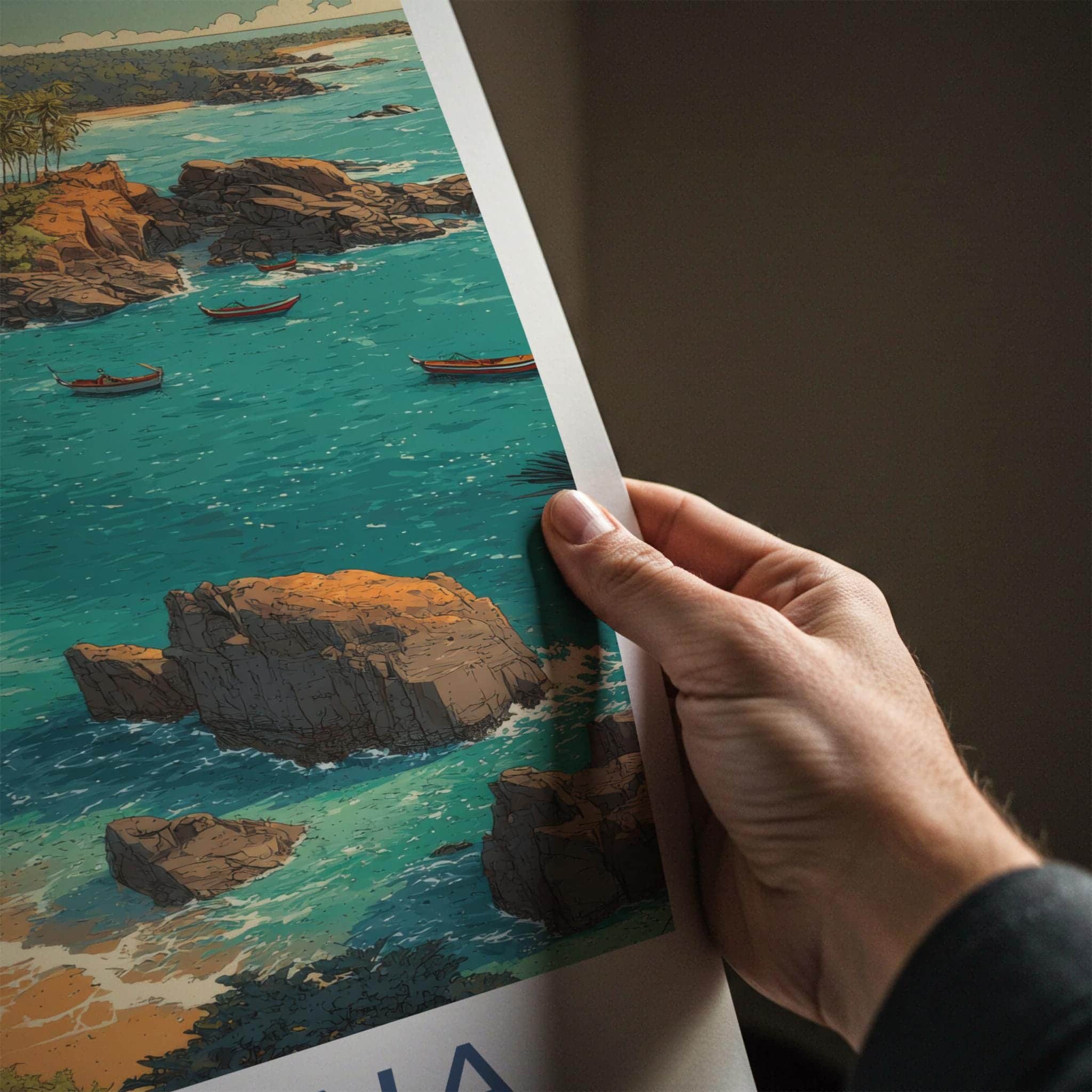 Gokarna Poster - India Travel Art - Karnataka Palm Beach Boats Home Decor