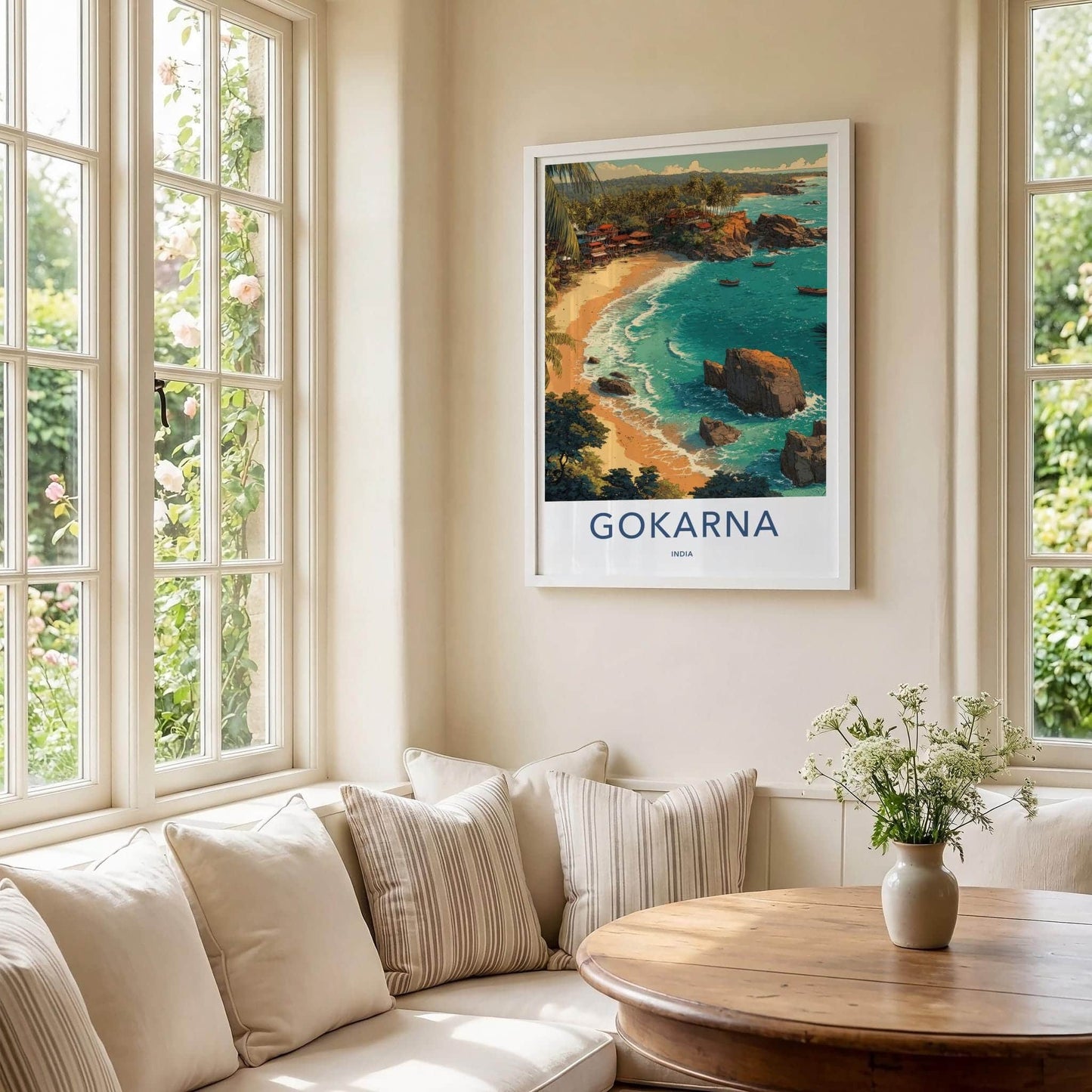 Gokarna Poster - India Travel Art - Karnataka Palm Beach Boats Home Decor