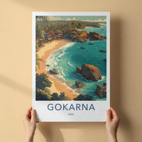 Gokarna Poster - India Travel Art - Karnataka Palm Beach Boats Home Decor