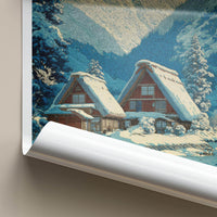 Gokayama Poster - Japan Art Print - Traditional Snowy Village Home Decor