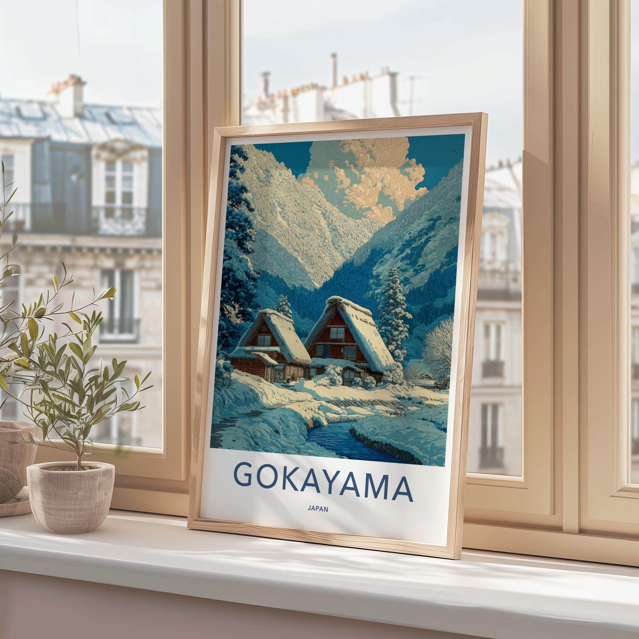 Gokayama Poster - Japan Art Print - Traditional Snowy Village Home Decor