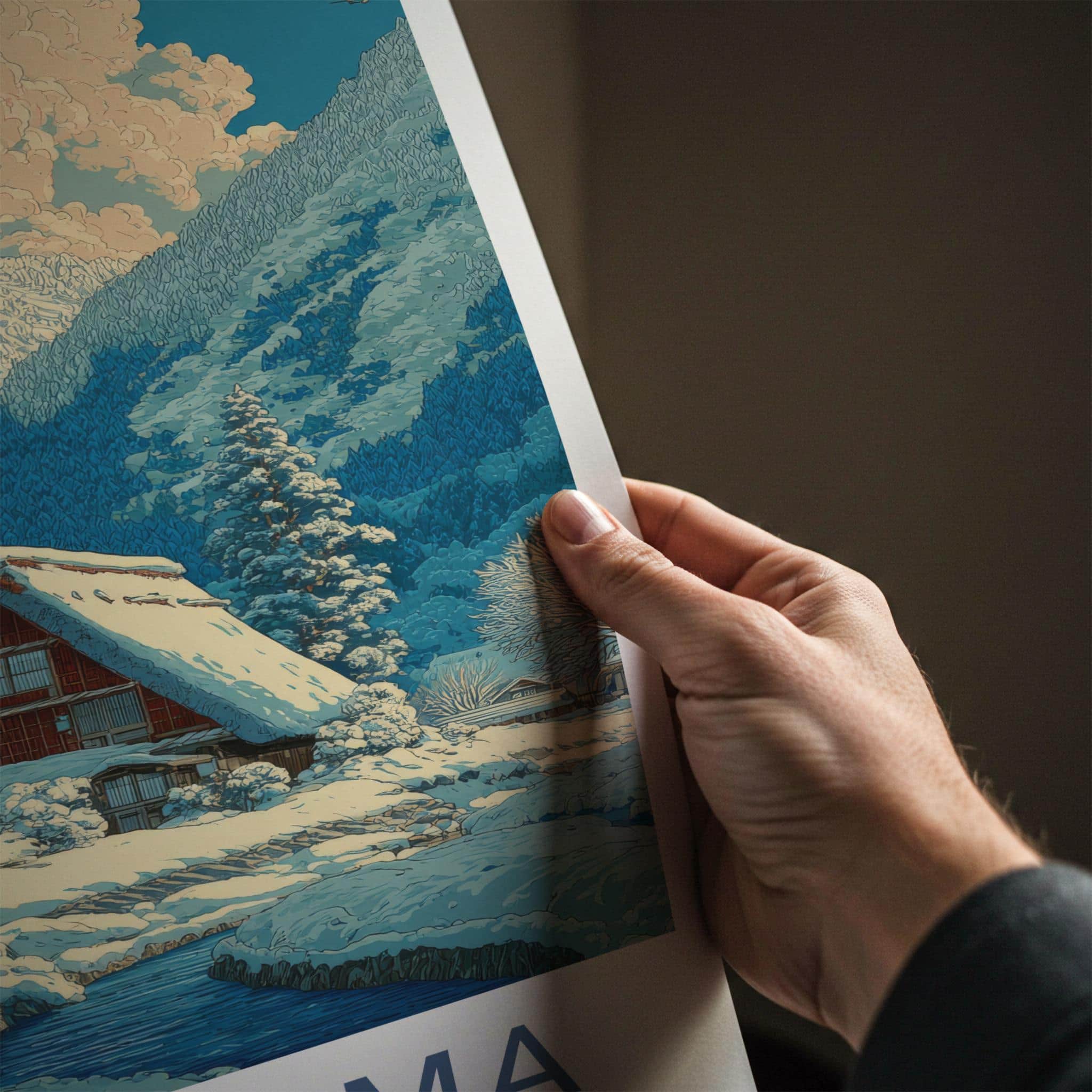 Gokayama Poster - Japan Art Print - Traditional Snowy Village Home Decor