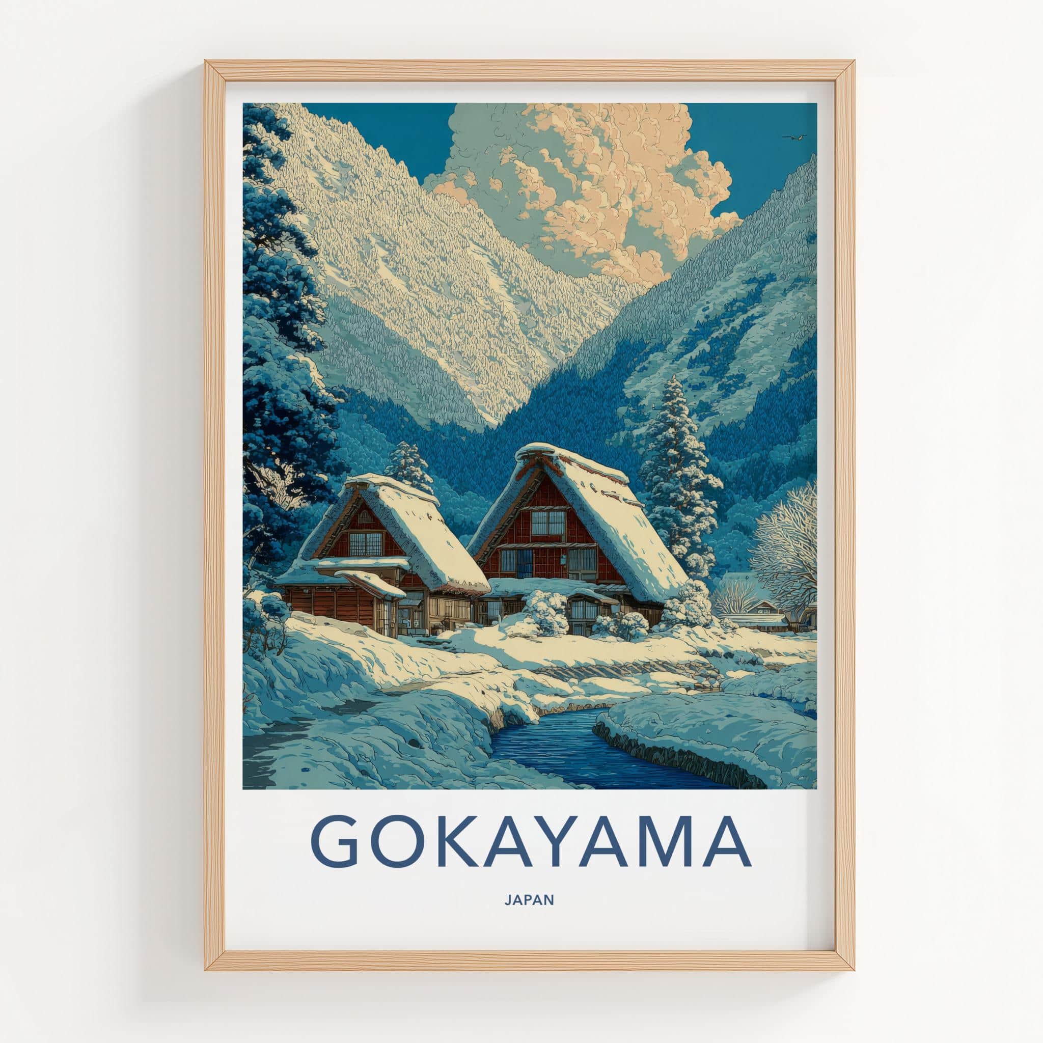 Gokayama Poster - Japan Art Print - Traditional Snowy Village Home Decor