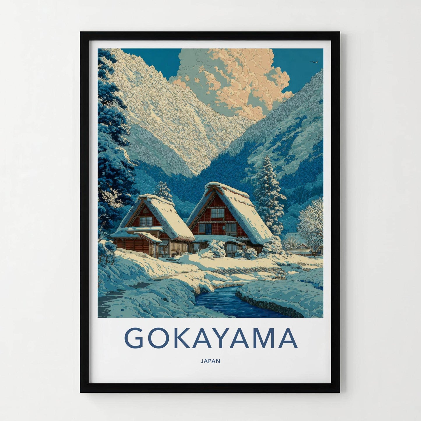 Gokayama Poster - Japan Art Print - Traditional Snowy Village Home Decor