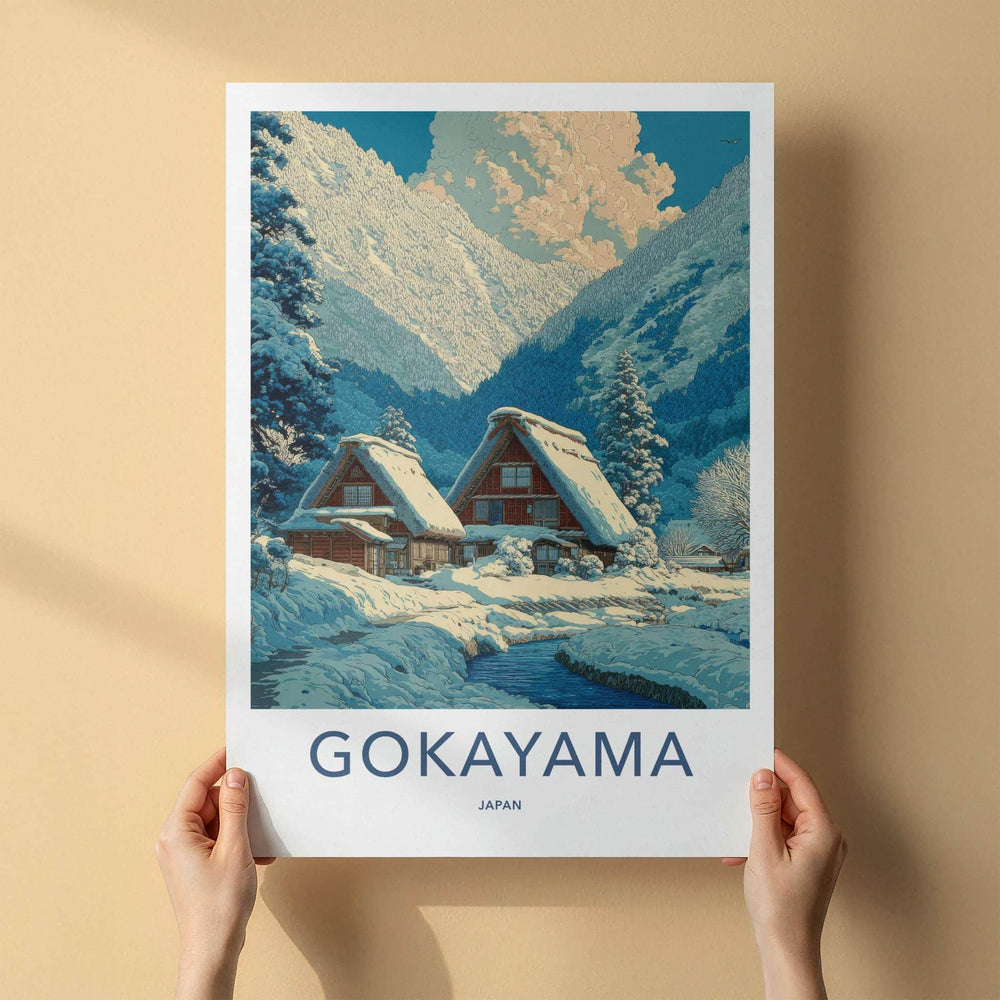 Gokayama Poster - Japan Art Print - Traditional Snowy Village Home Decor