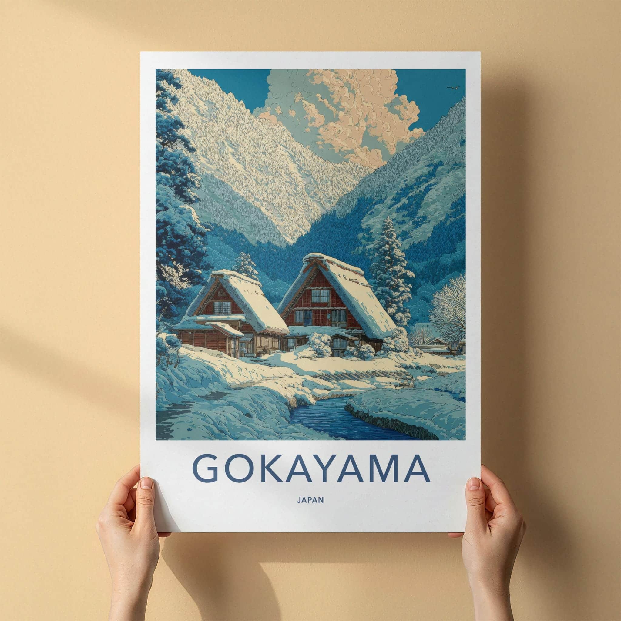Gokayama Poster - Japan Art Print - Traditional Snowy Village Home Decor