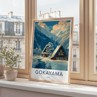 Gokayama Poster - Japan Scenic Art - Winter Mountain Village Home Decor