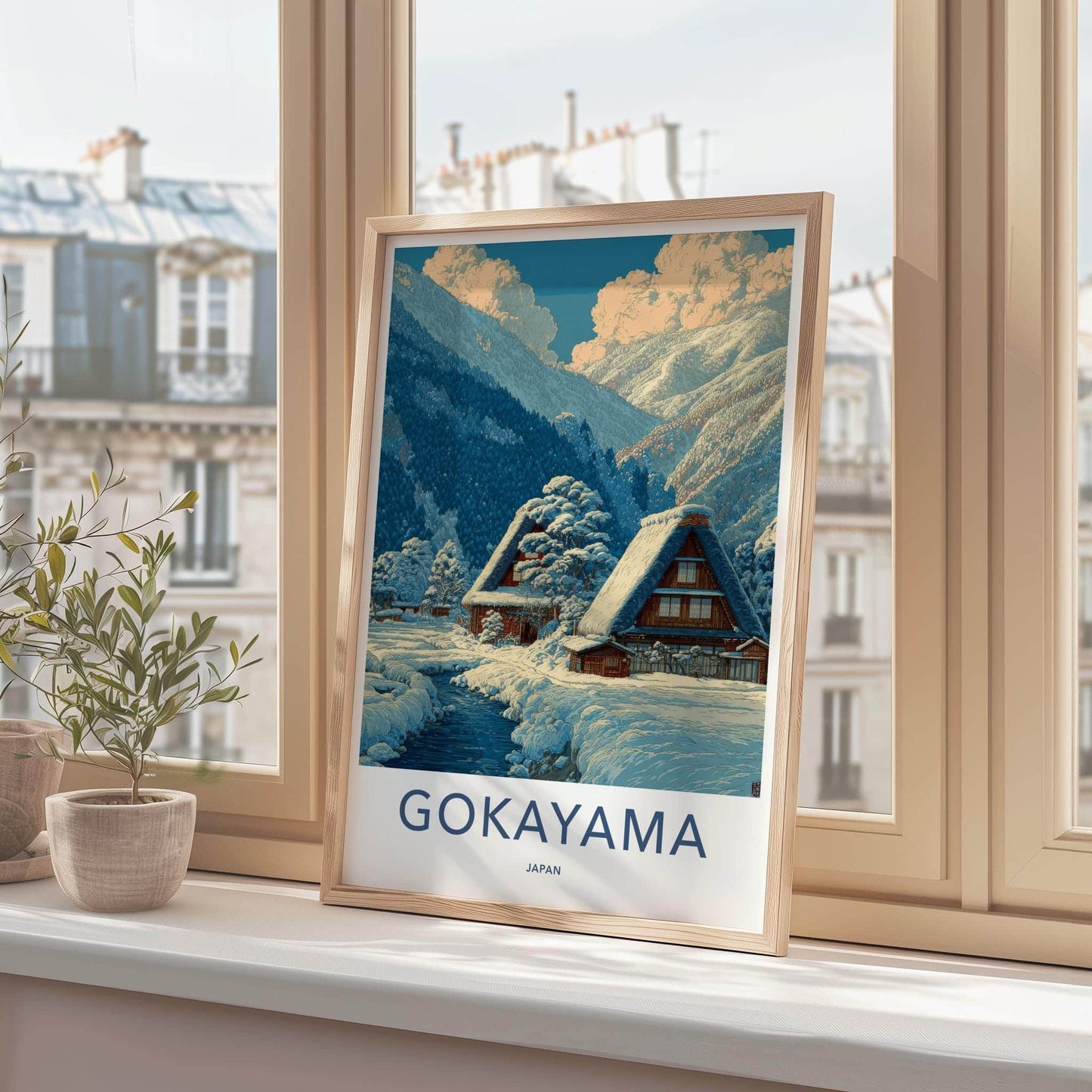 Gokayama Poster - Japan Scenic Art - Winter Mountain Village Home Decor