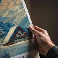Gokayama Poster - Japan Scenic Art - Winter Mountain Village Home Decor