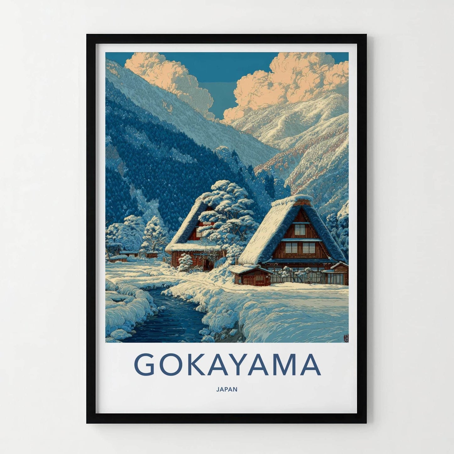 Gokayama Poster - Japan Scenic Art - Winter Mountain Village Home Decor