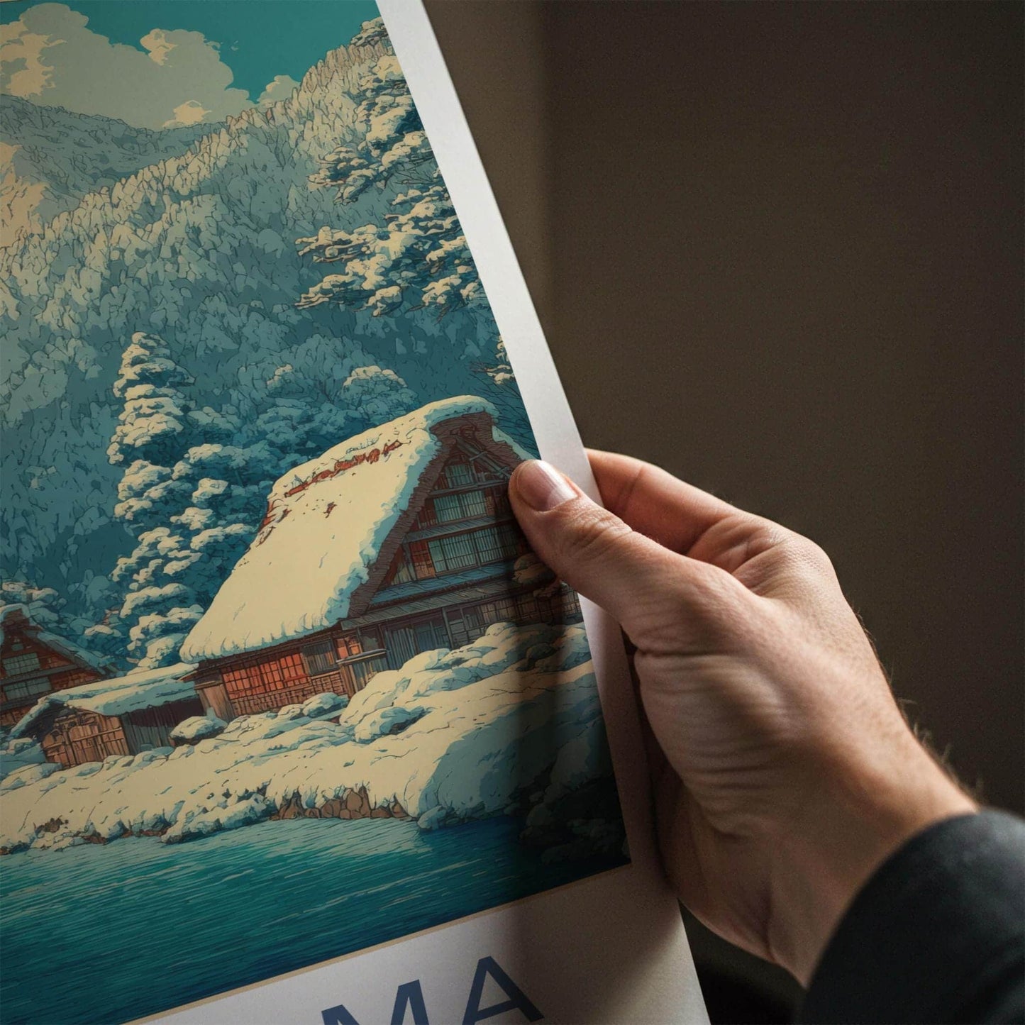 Gokayama Poster - Japan Travel Art - Snowy Mountain Village Home Decor