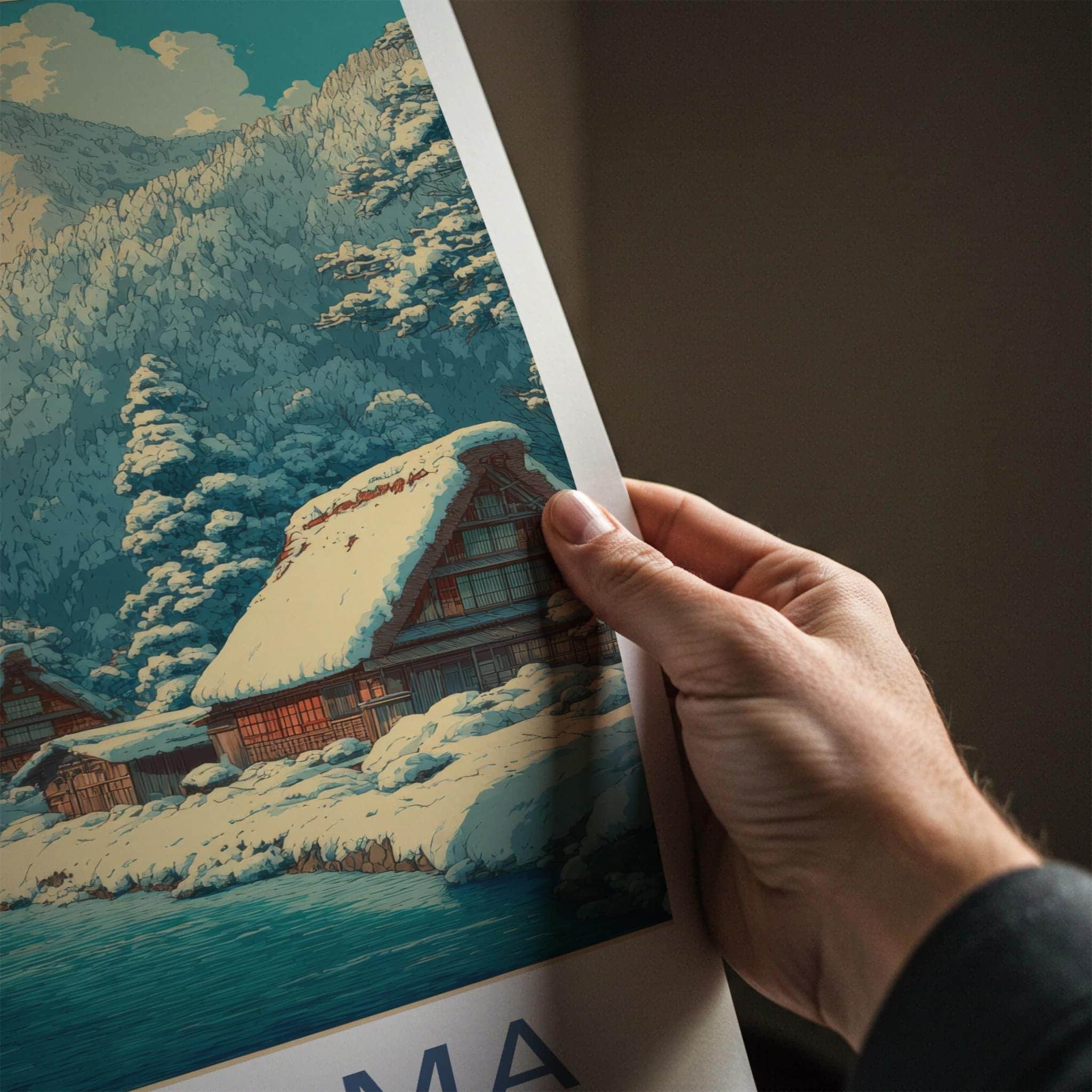 Gokayama Poster - Japan Travel Art - Snowy Mountain Village Home Decor