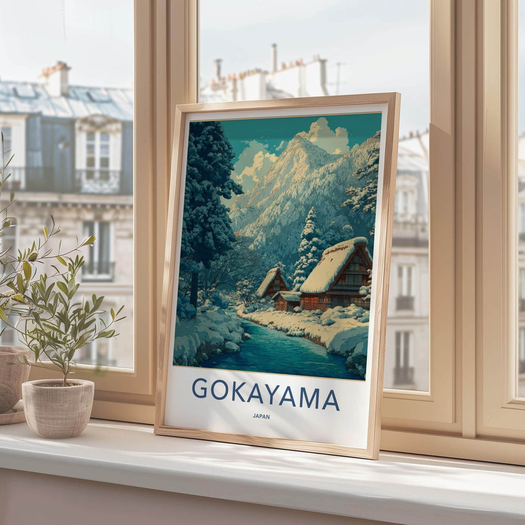 Gokayama Poster - Japan Travel Art - Snowy Mountain Village Home Decor