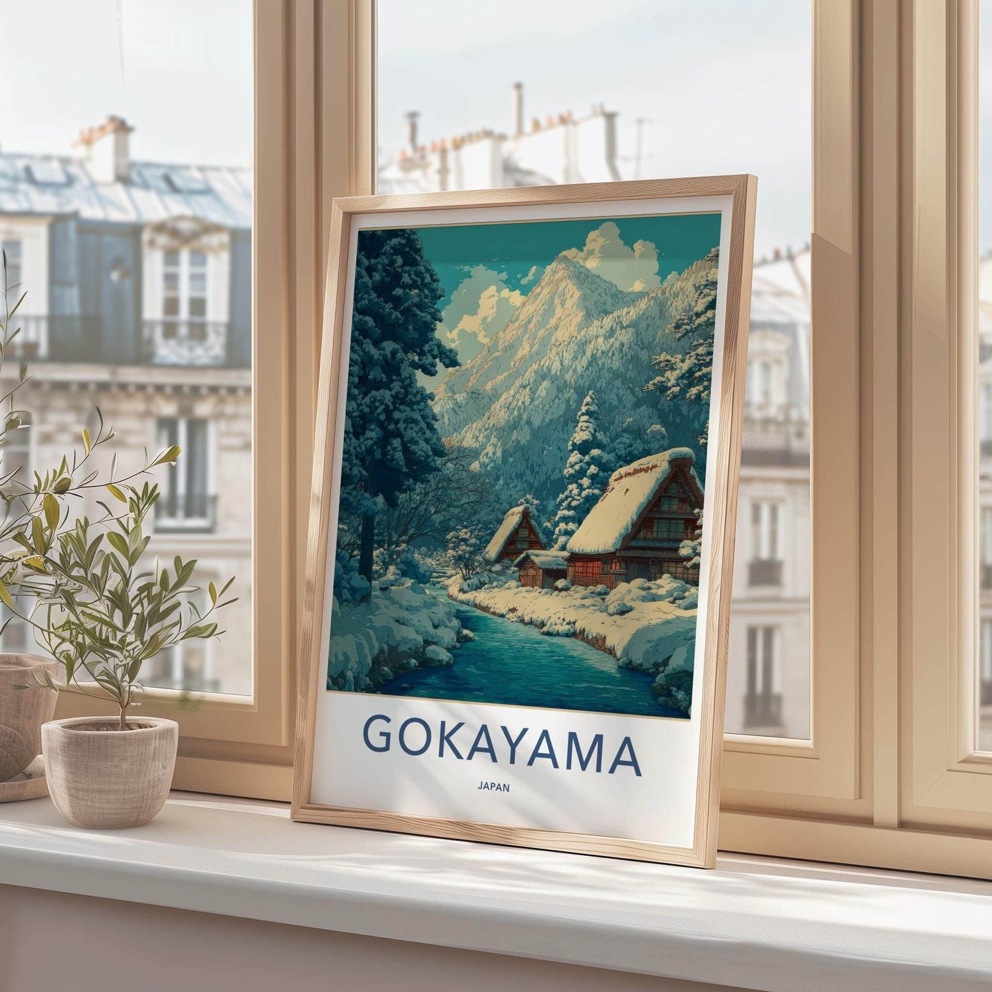 Gokayama Poster - Japan Travel Art - Snowy Mountain Village Home Decor