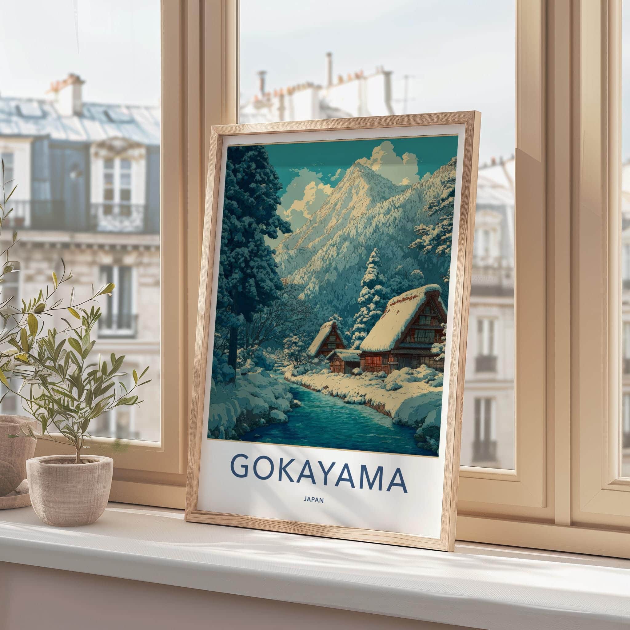 Gokayama Poster - Japan Travel Art - Snowy Mountain Village Home Decor