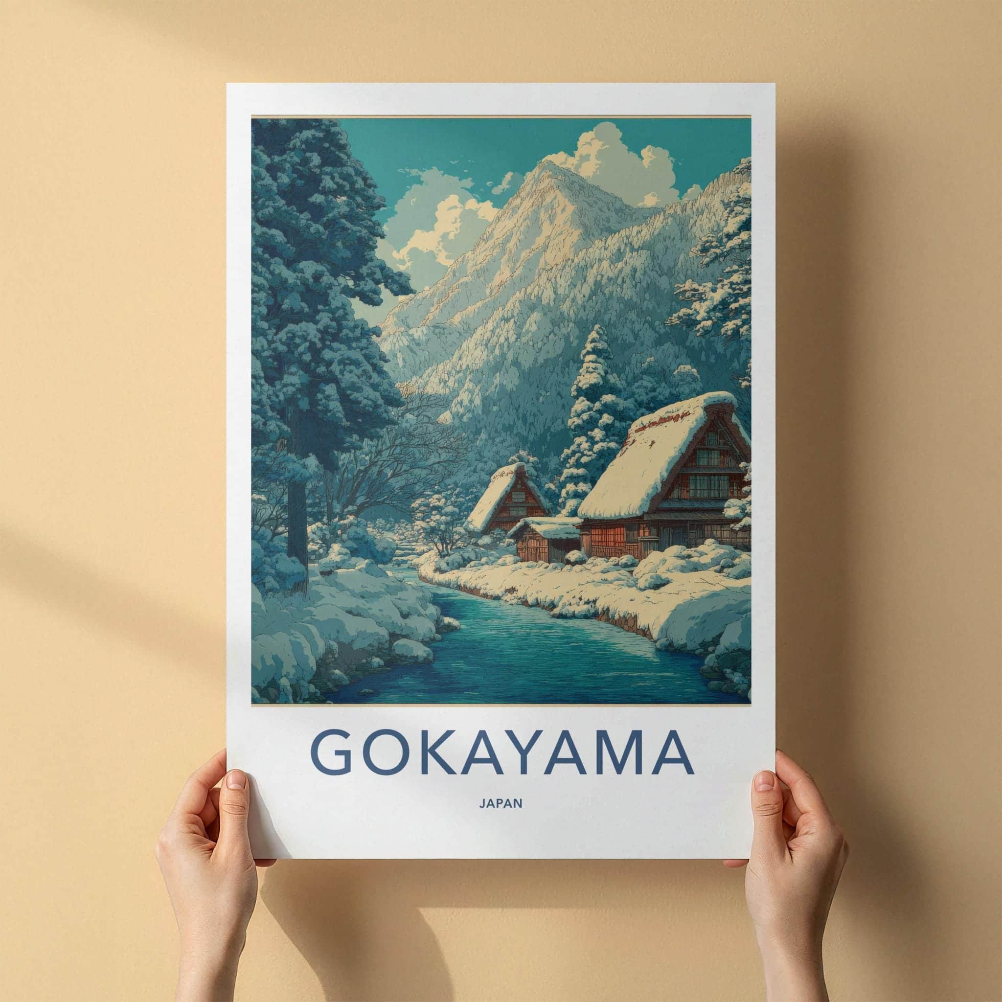Gokayama Poster - Japan Travel Art - Snowy Mountain Village Home Decor