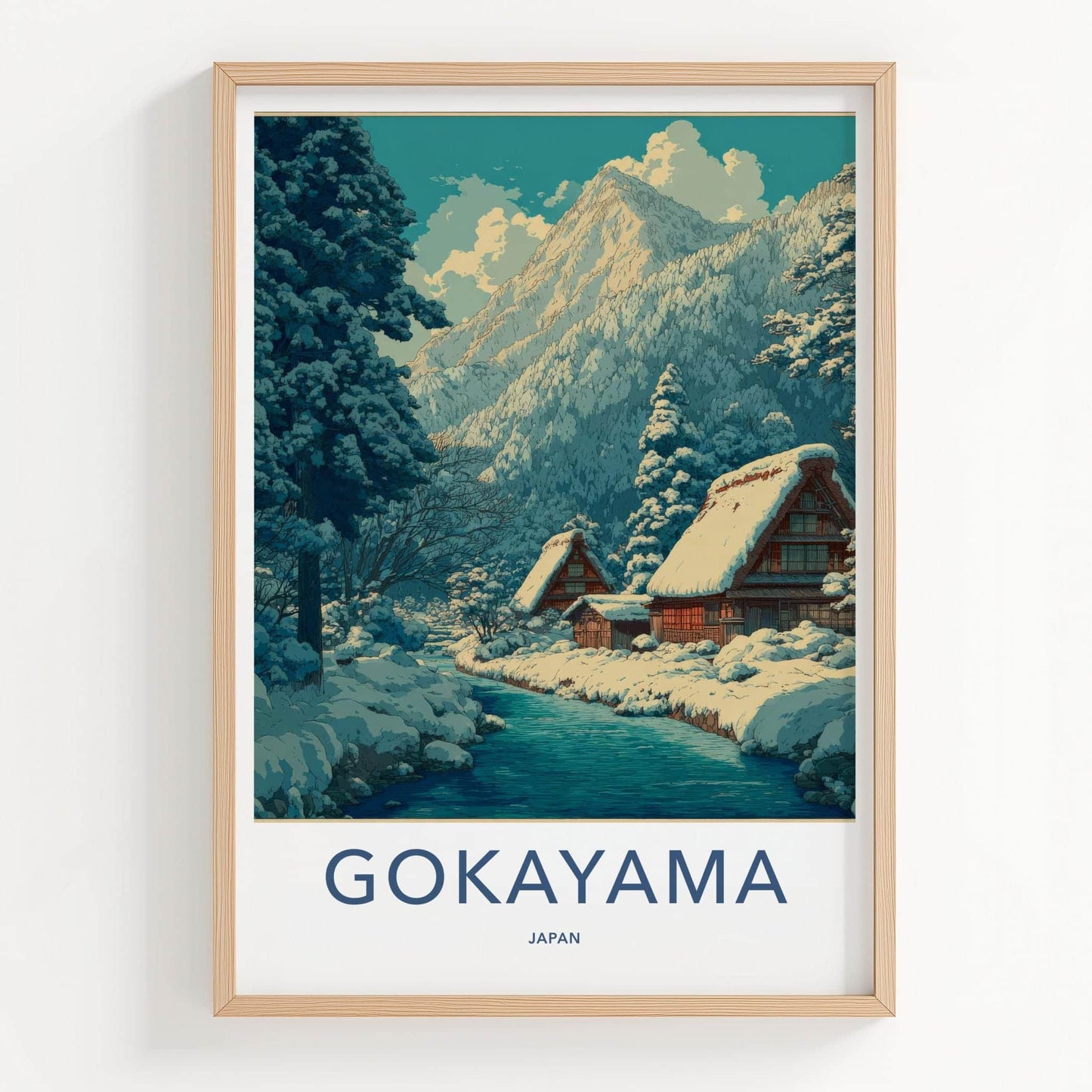 Gokayama Poster - Japan Travel Art - Snowy Mountain Village Home Decor