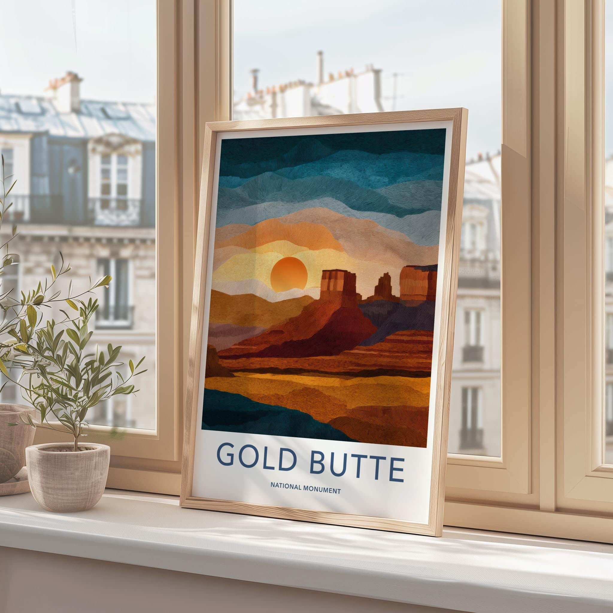 Gold Butte National Monument Poster - Nevada Travel Art - Desert Mountain Sunset Wall Decor