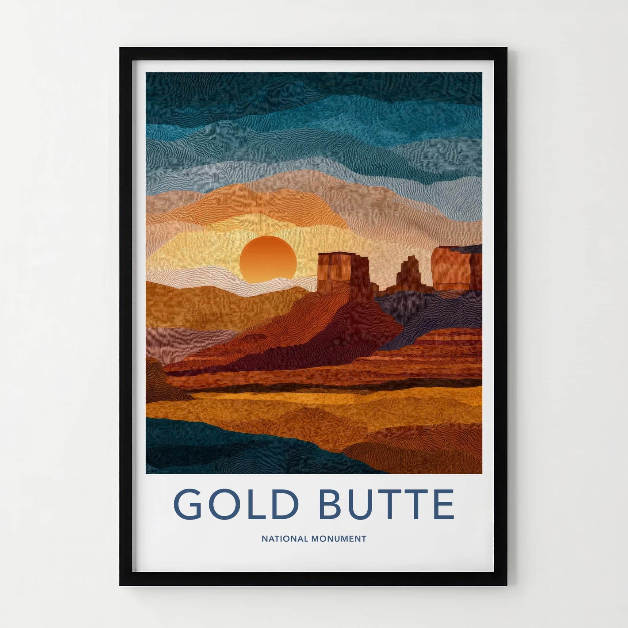 Gold Butte National Monument Poster - Nevada Travel Art - Desert Mountain Sunset Wall Decor