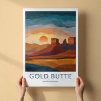 Gold Butte National Monument Poster - Nevada Travel Art - Desert Mountain Sunset Wall Decor