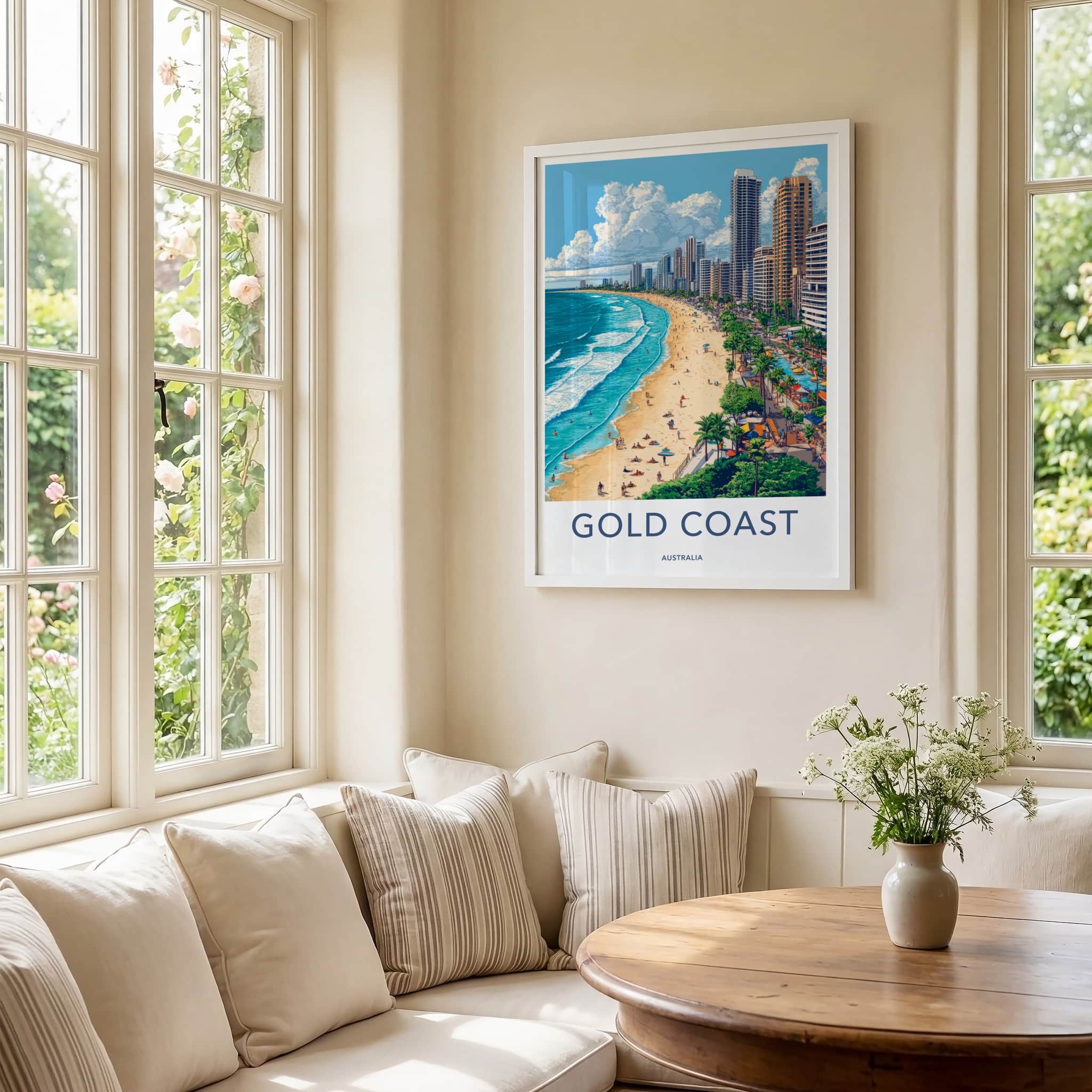 Gold Coast Poster - Australia Travel Art - Coastal Skyscraper Beach Home Decor