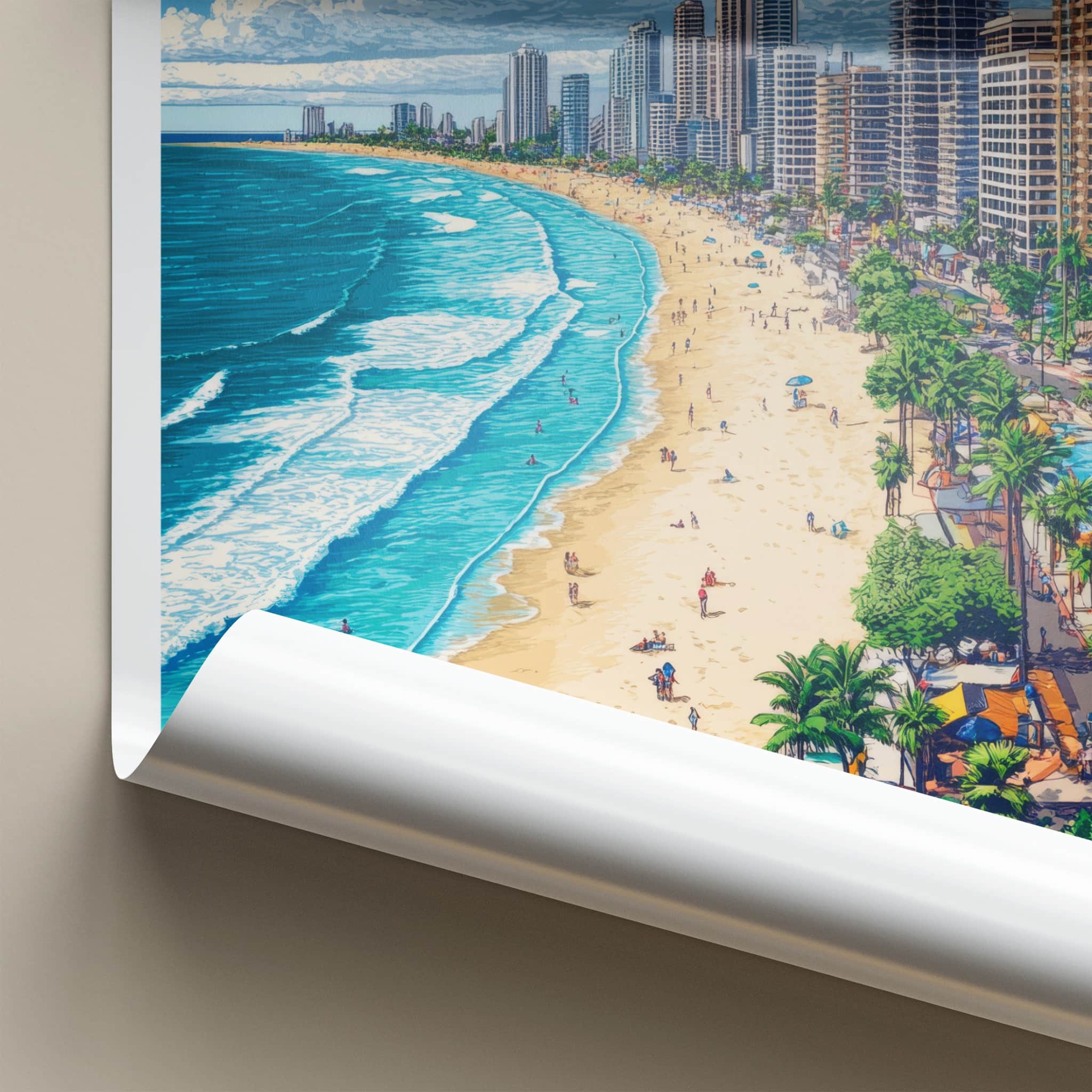 Gold Coast Poster - Australia Travel Art - Coastal Skyscraper Beach Home Decor