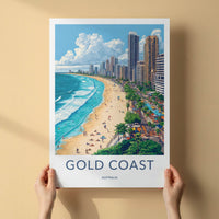 Gold Coast Poster - Australia Travel Art - Coastal Skyscraper Beach Home Decor