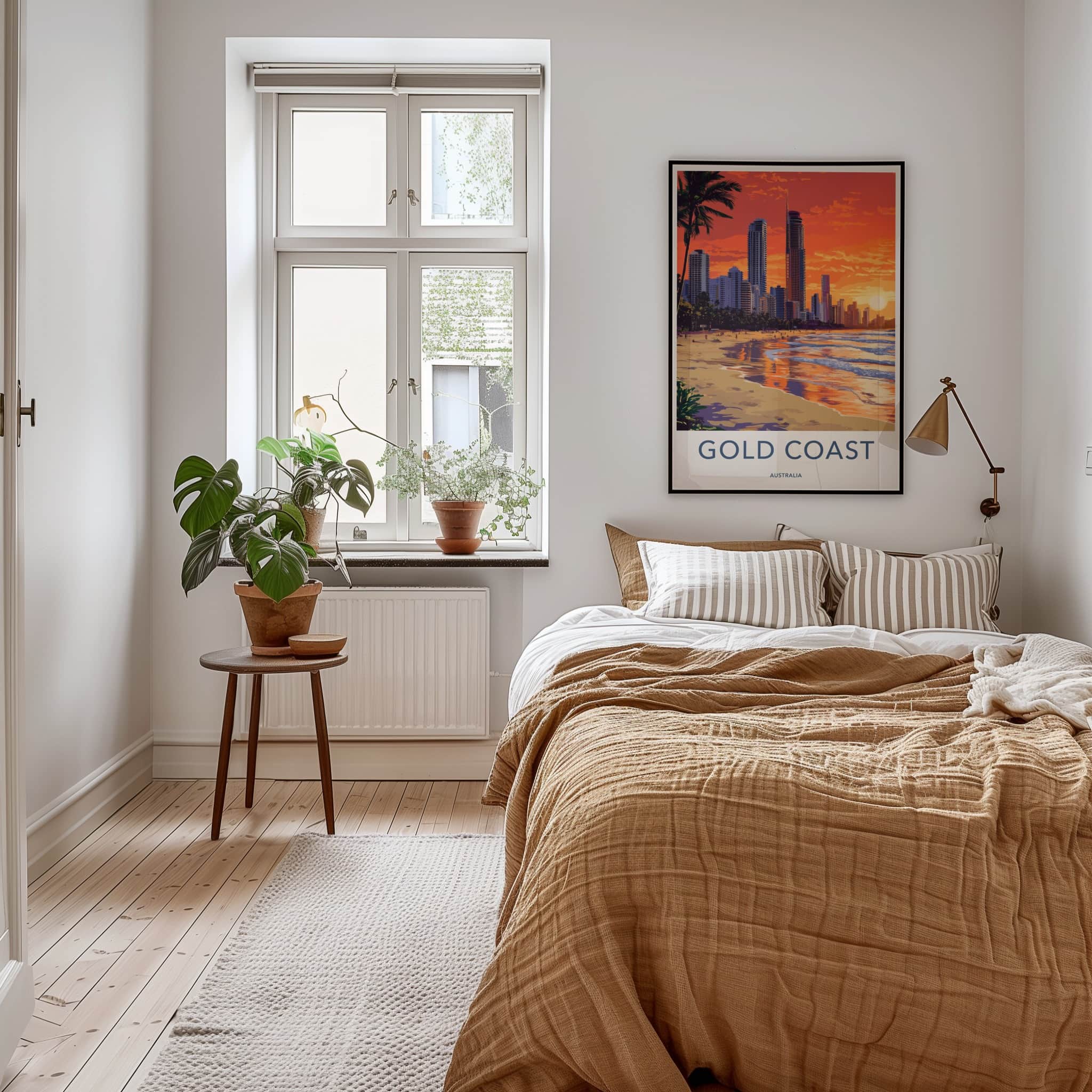 Gold Coast Poster - Australia Travel Art - Oceanfront Skyline Sunset Wall Decor