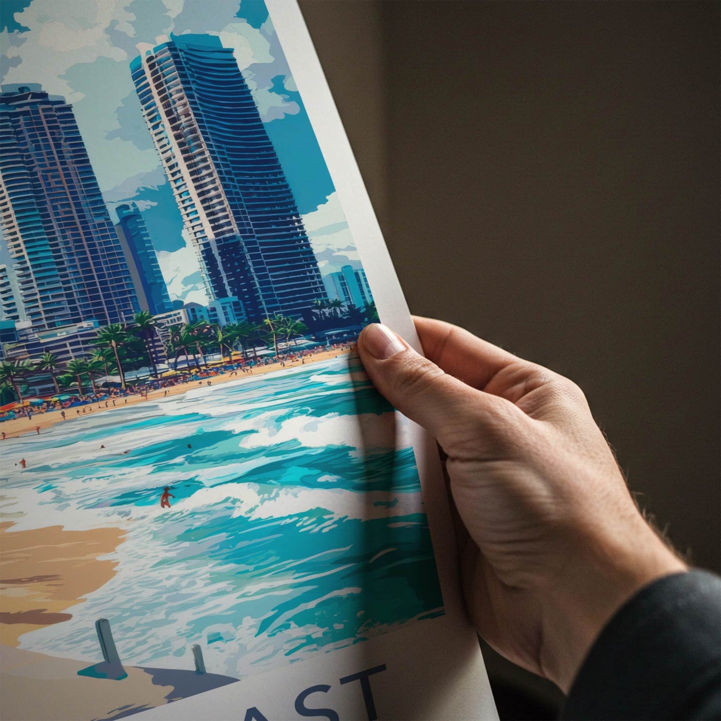 Gold Coast Poster - Australia Travel Art - Sunny Beach Skyline Home Decor