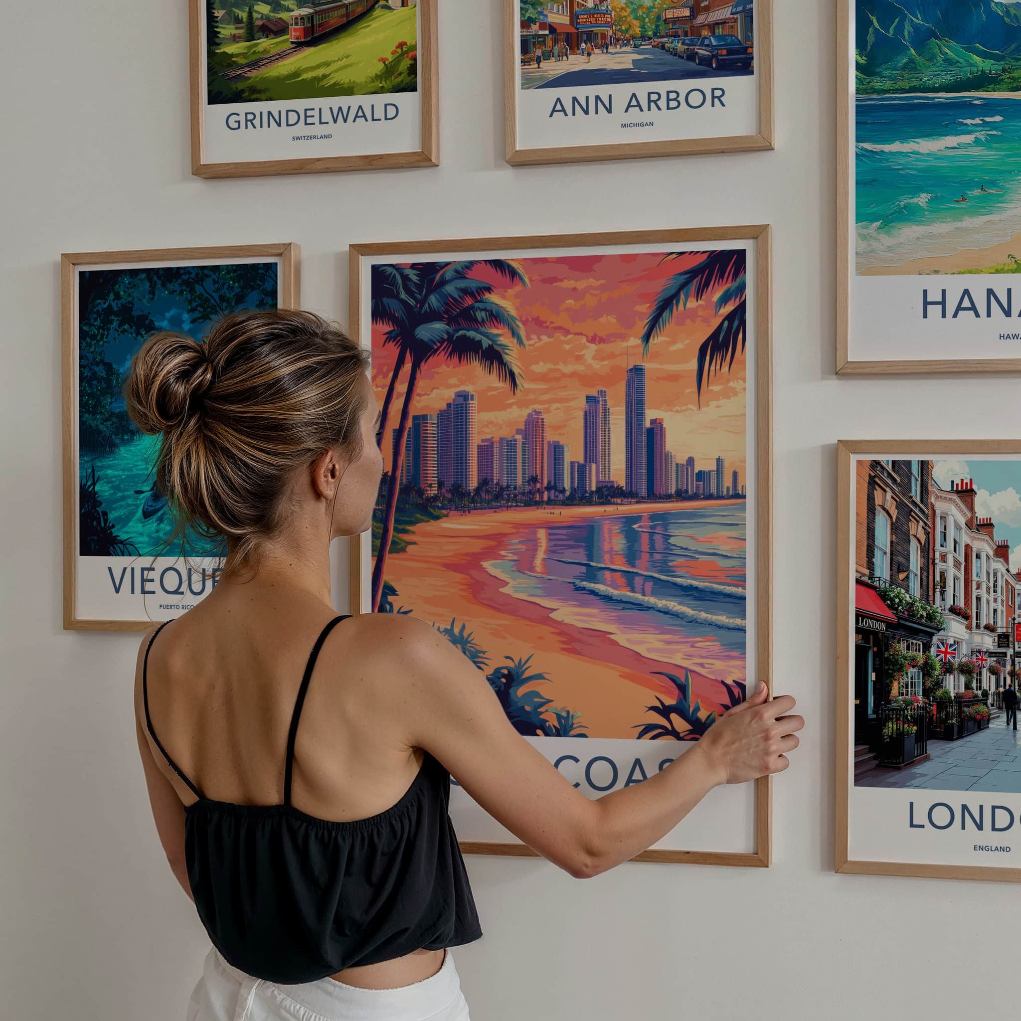 Gold Coast Poster - Australia Travel Art - Tropical Beach Skyline Home Decor