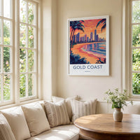 Gold Coast Poster - Australia Travel Art - Tropical Beach Skyline Home Decor
