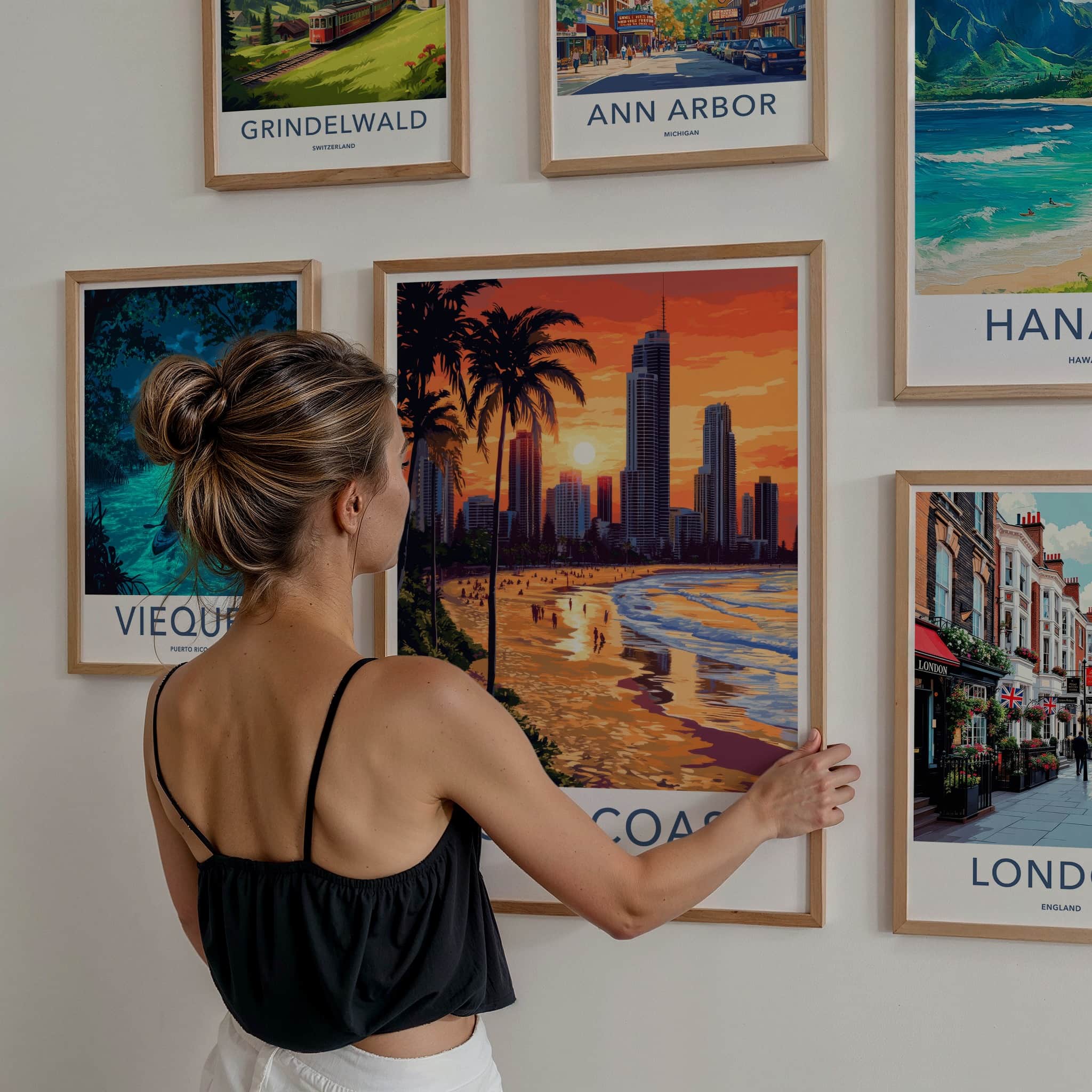 Gold Coast Poster - Australia Travel Art - Tropical Beach Sunset Home Decor