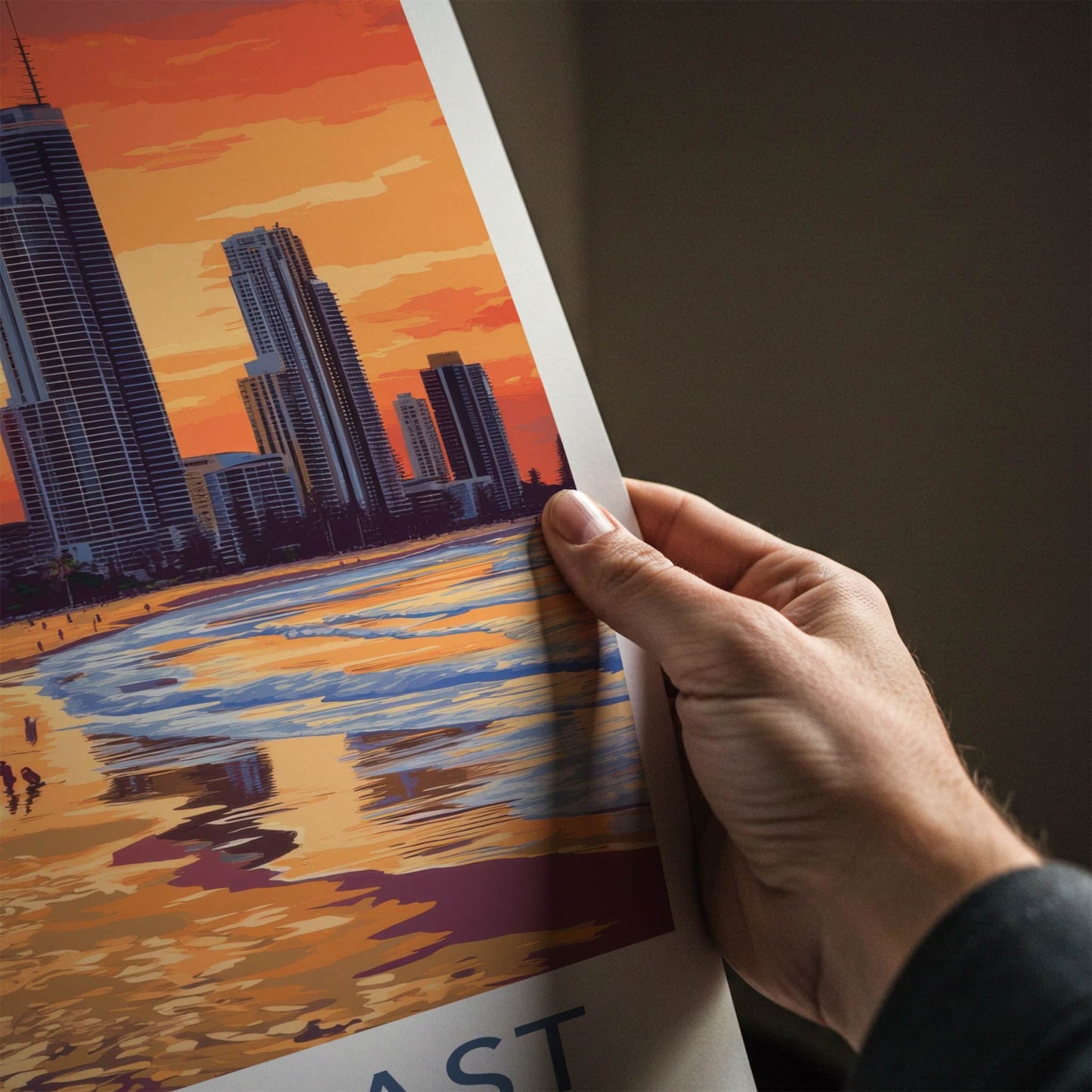 Gold Coast Poster - Australia Travel Art - Tropical Beach Sunset Home Decor