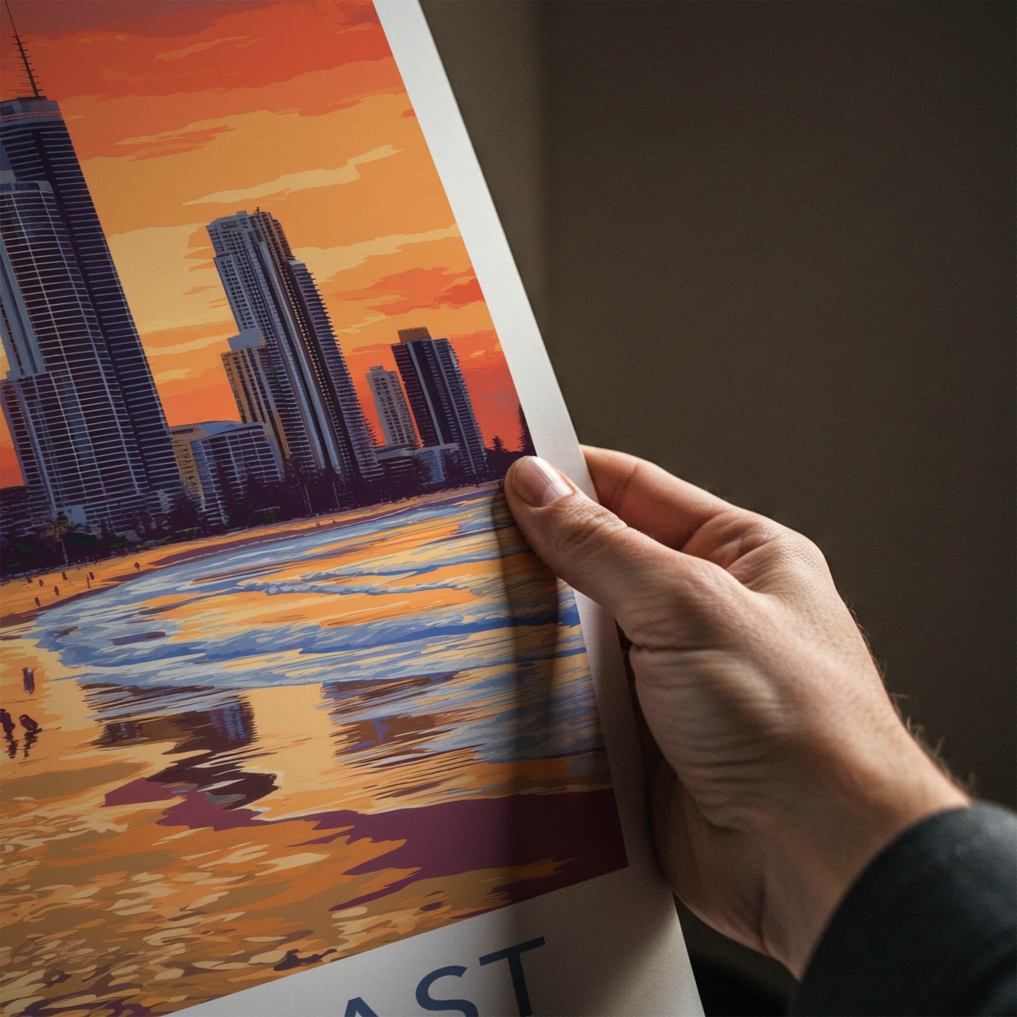 Gold Coast Poster - Australia Travel Art - Tropical Beach Sunset Home Decor