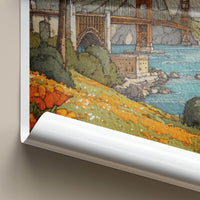 Golden Gate Bridge Poster - California Travel Art - Poppy Field Vista Wall Decor