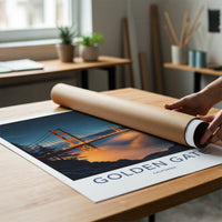 Golden Gate Poster - California Wall Art - Night Fog Bridge Home Decor
