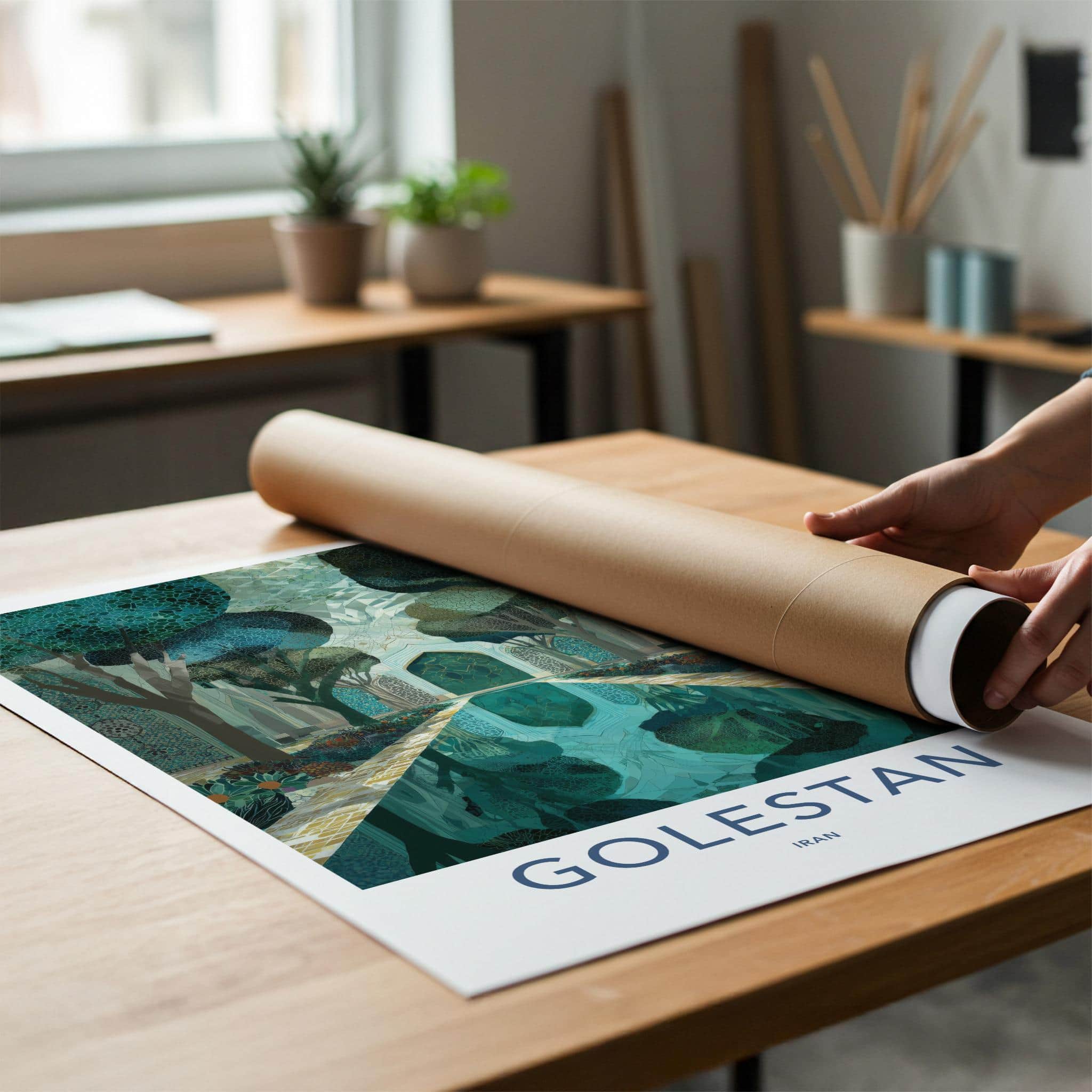 Golestan Poster - Iran Framed Print - Reflecting Pool Garden Lounge Decor
