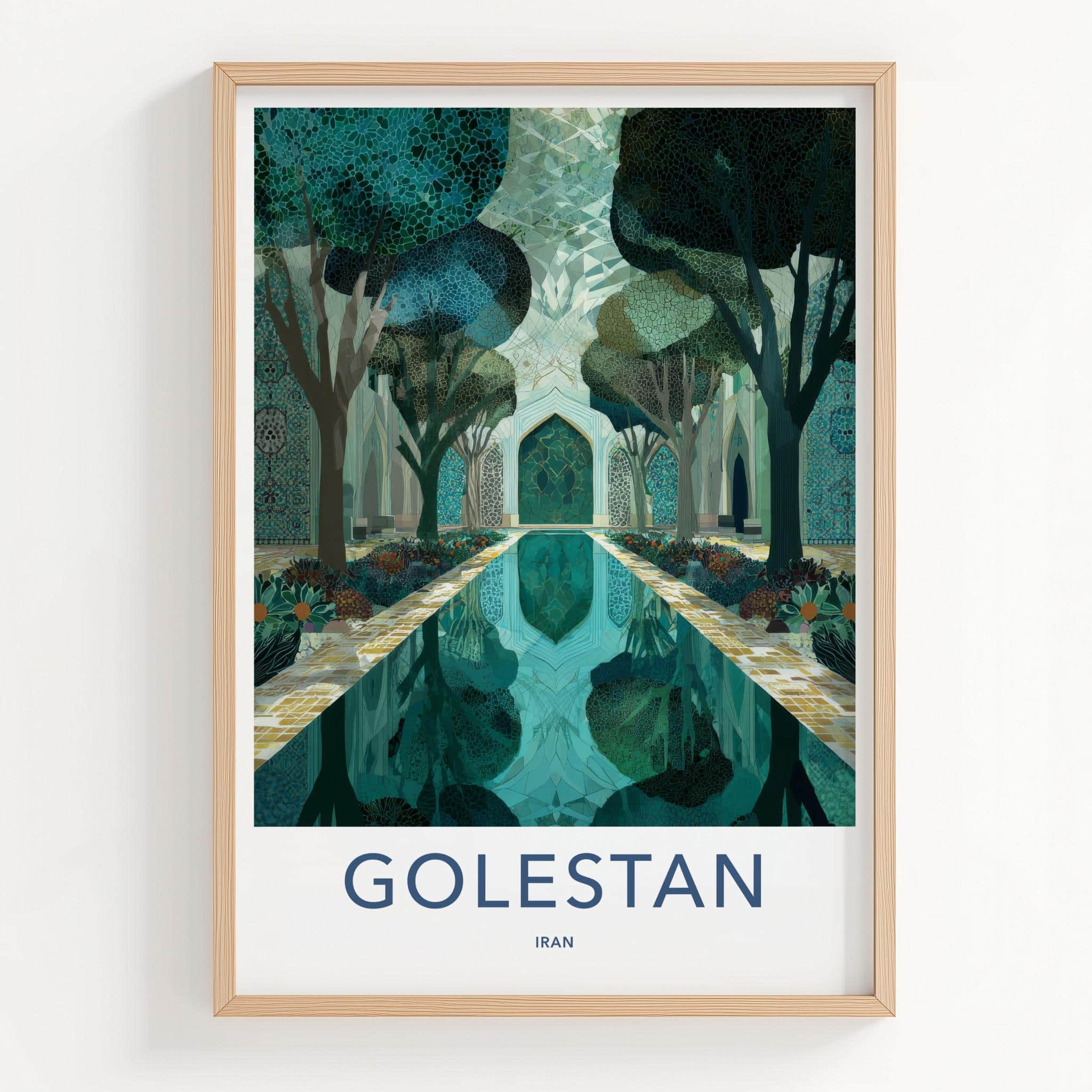 Golestan Poster - Iran Framed Print - Reflecting Pool Garden Lounge Decor