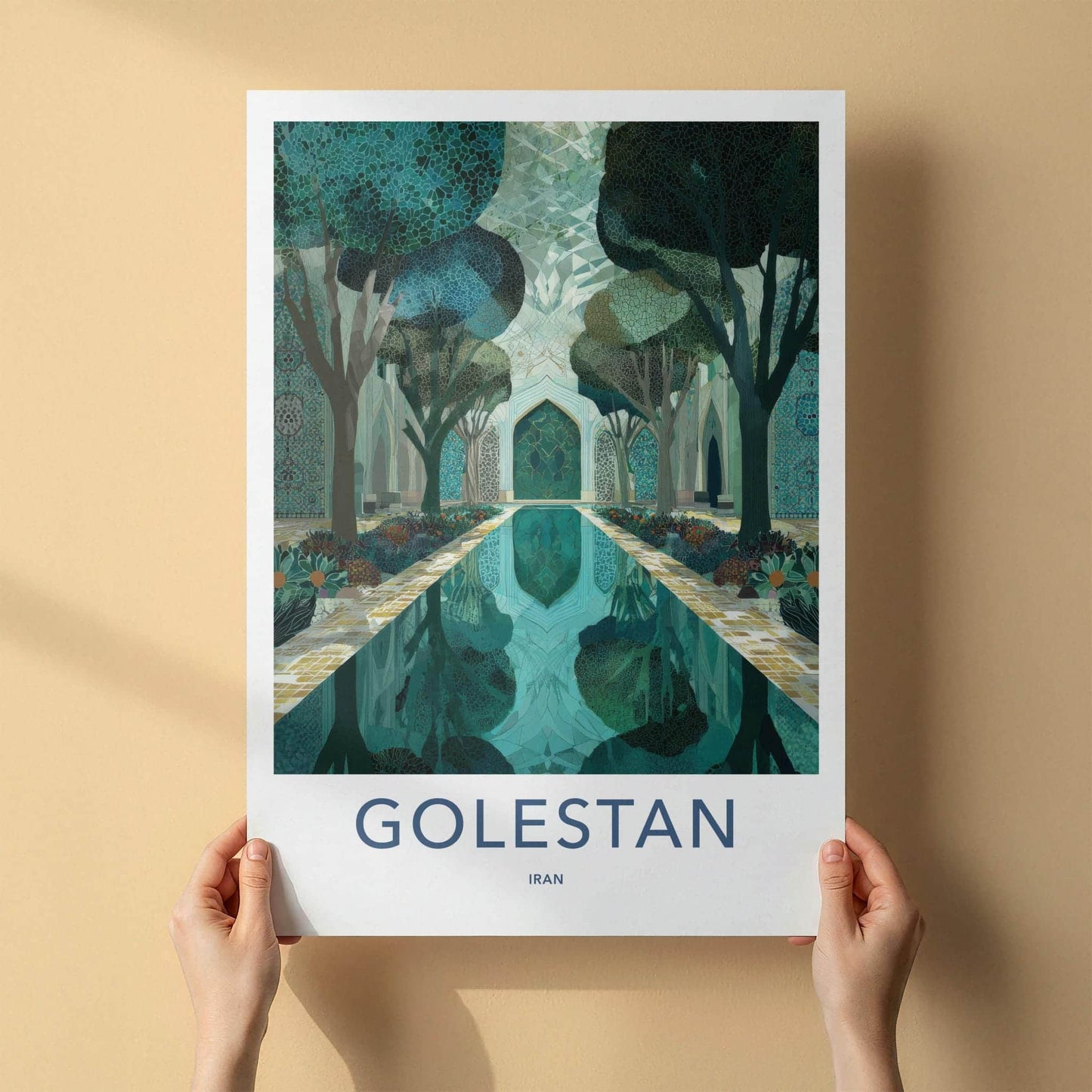 Golestan Poster - Iran Framed Print - Reflecting Pool Garden Lounge Decor