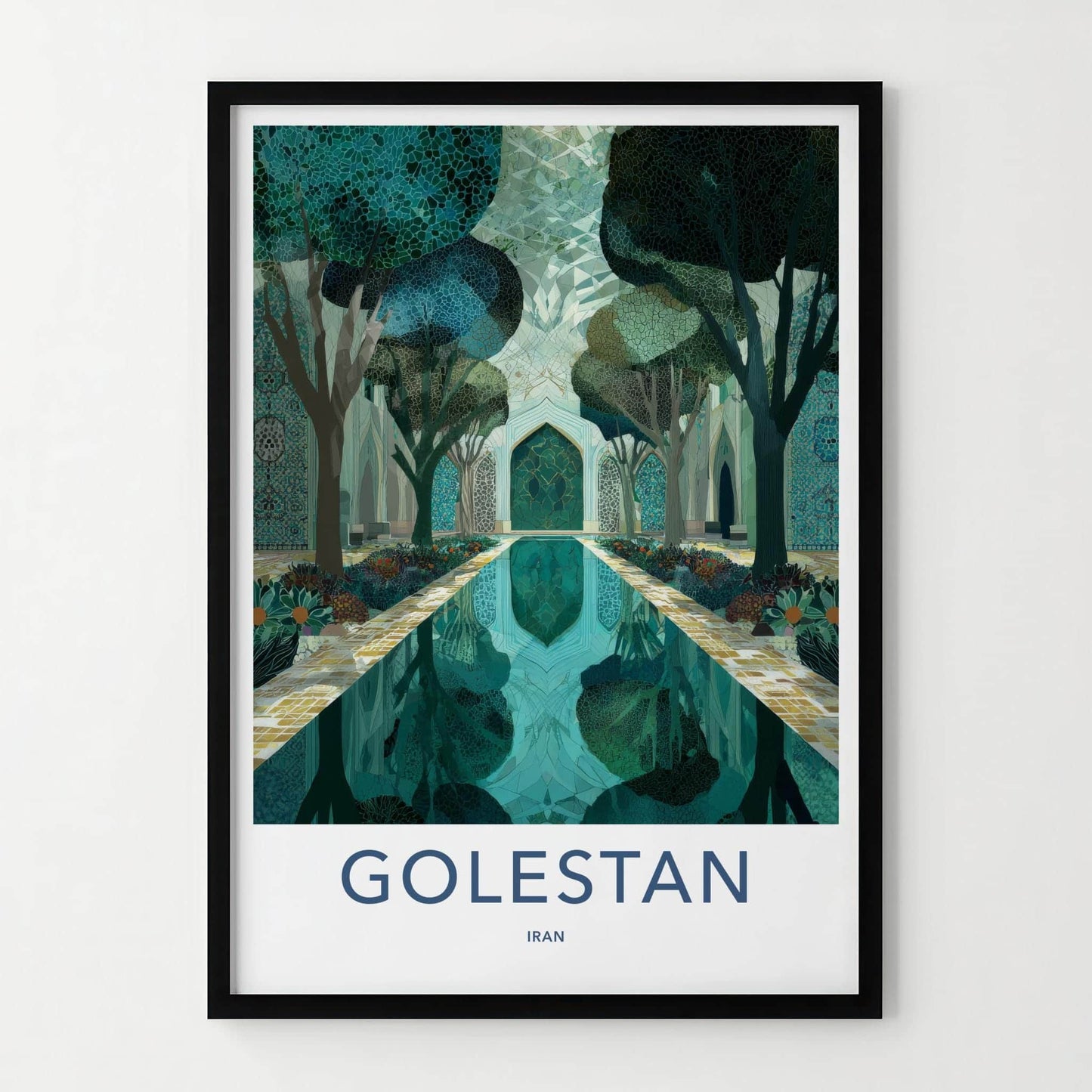Golestan Poster - Iran Framed Print - Reflecting Pool Garden Lounge Decor
