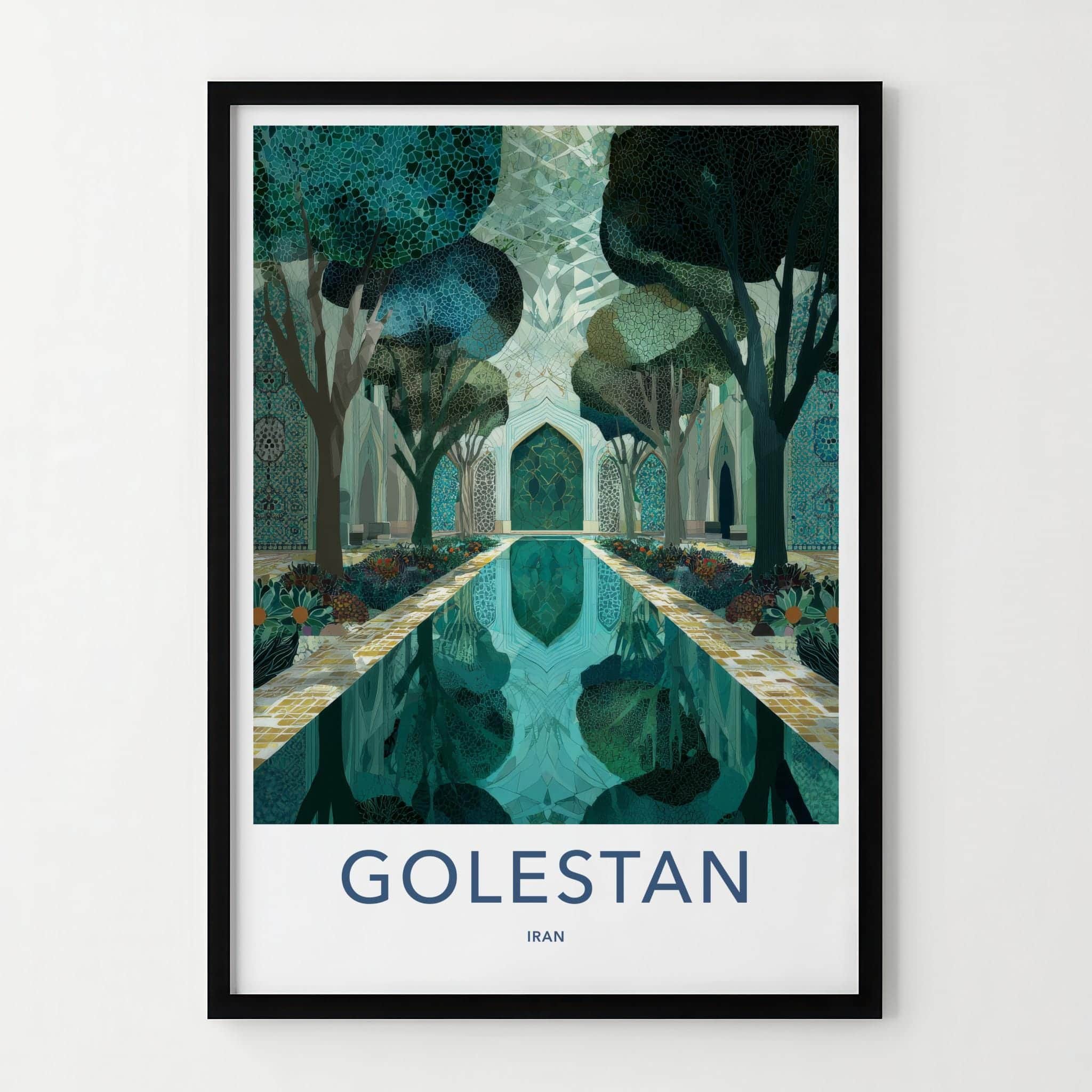Golestan Poster - Iran Framed Print - Reflecting Pool Garden Lounge Decor