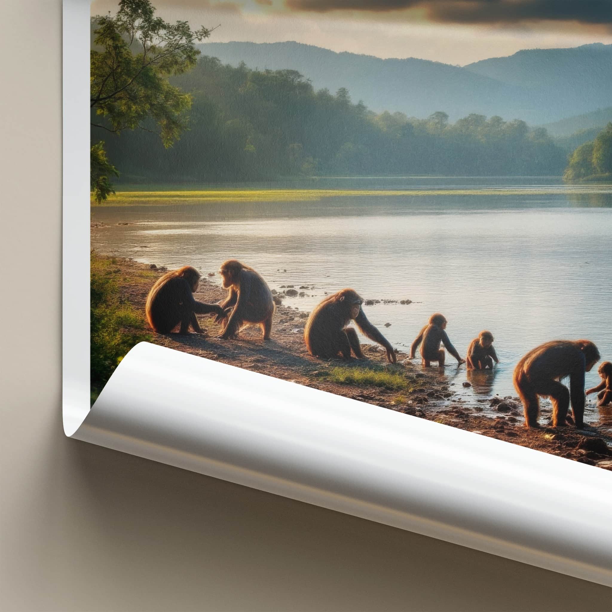 Gombe National Park Poster - Tanzania Wall Art - Chimpanzees Lake Shore Home Decor