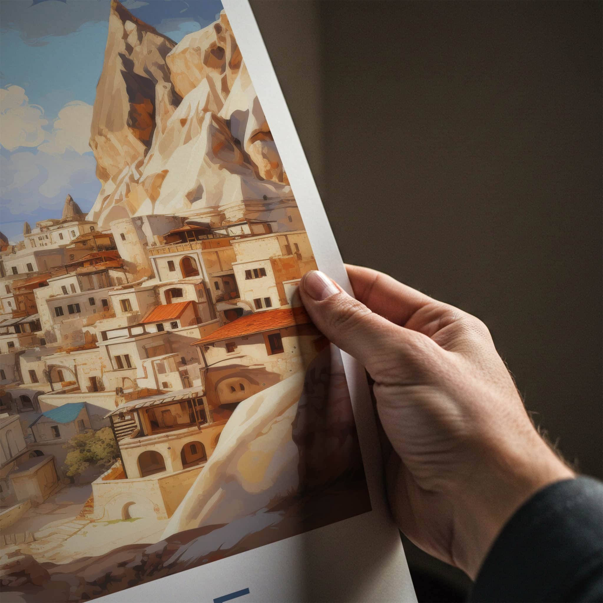 Goreme Poster - Turkiye Travel Art - Rock Cut Village Home Decor