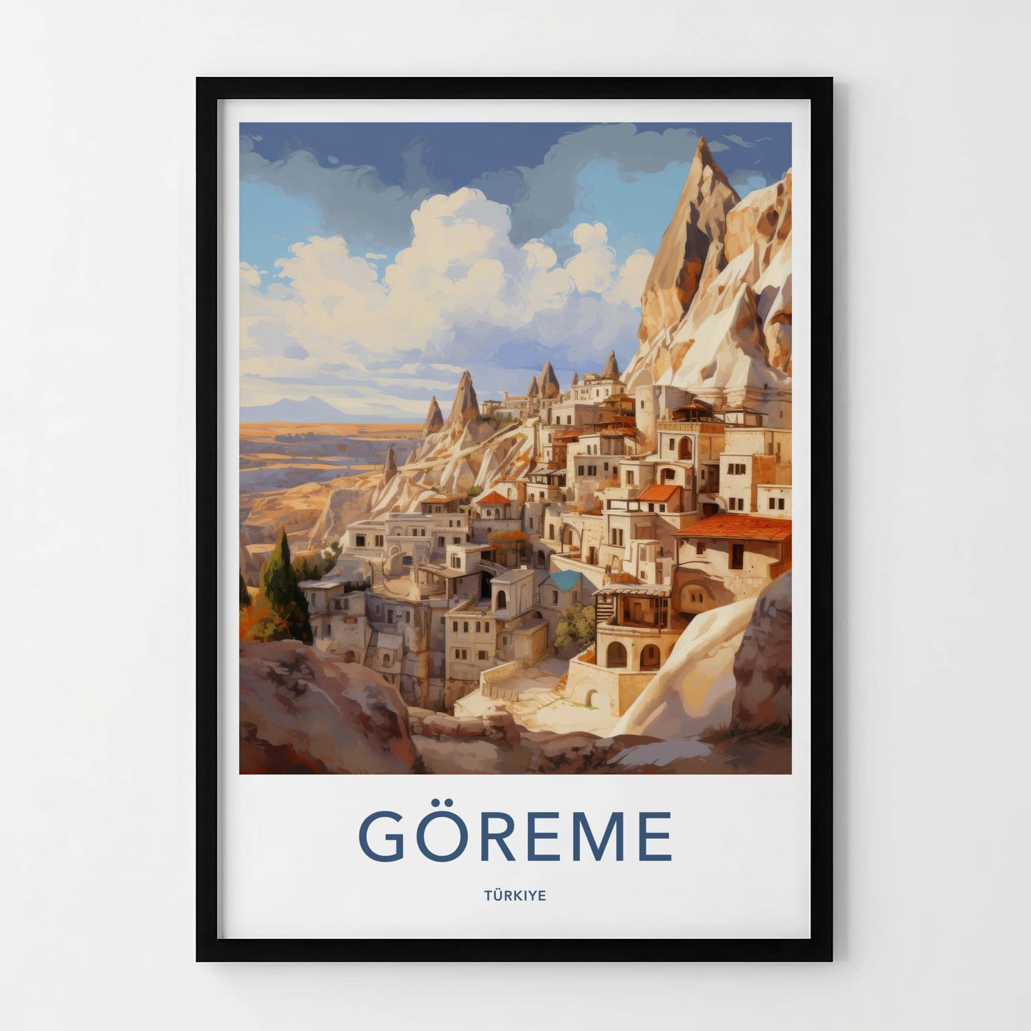 Goreme Poster - Turkiye Travel Art - Rock Cut Village Home Decor
