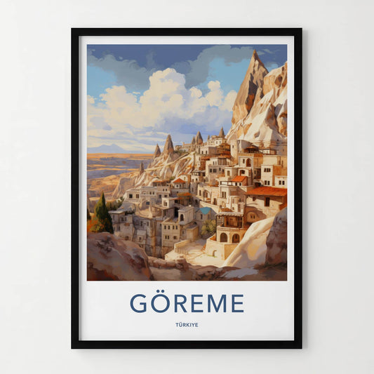 Goreme Poster - Turkiye Travel Art - Rock Cut Village Home Decor
