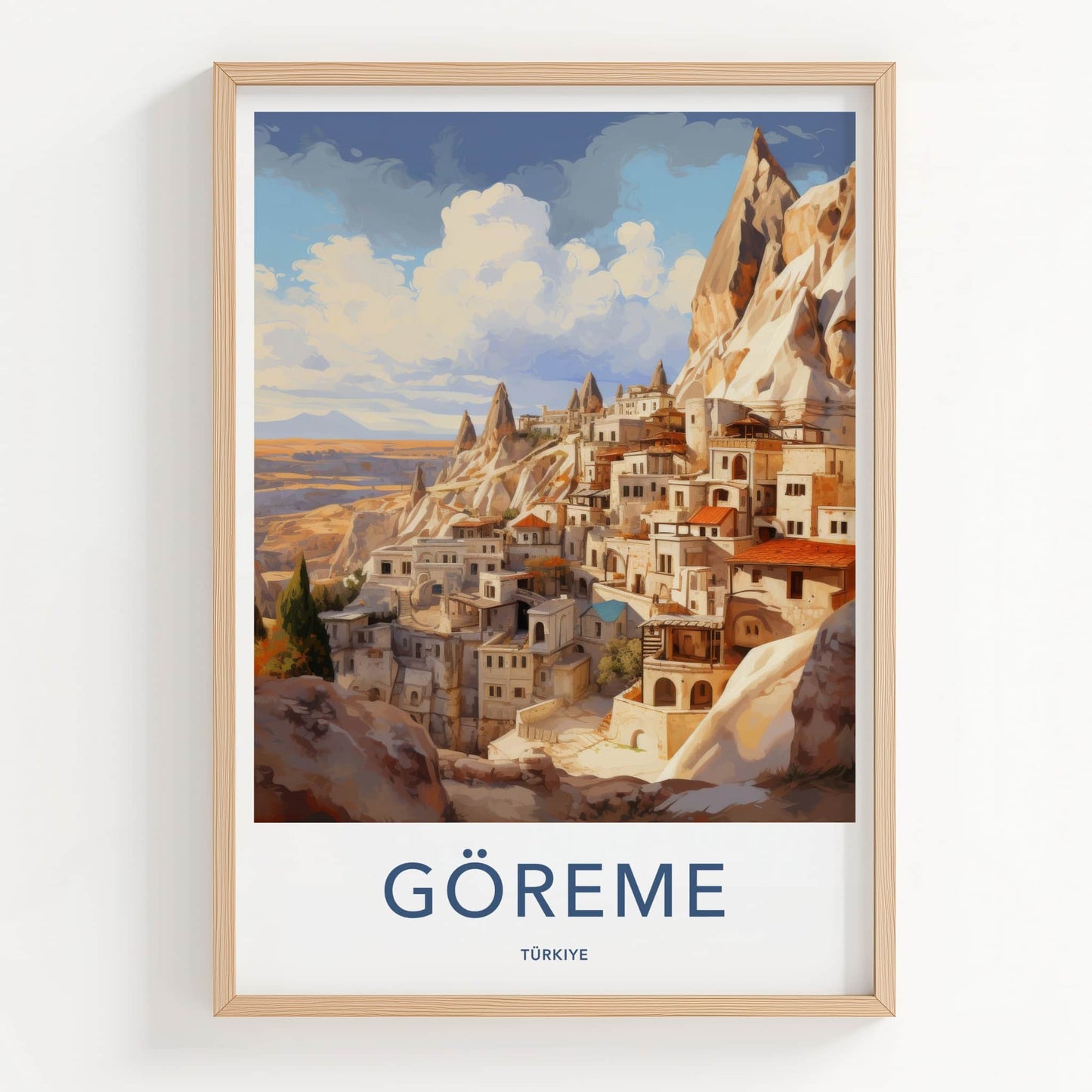 Goreme Poster - Turkiye Travel Art - Rock Cut Village Home Decor