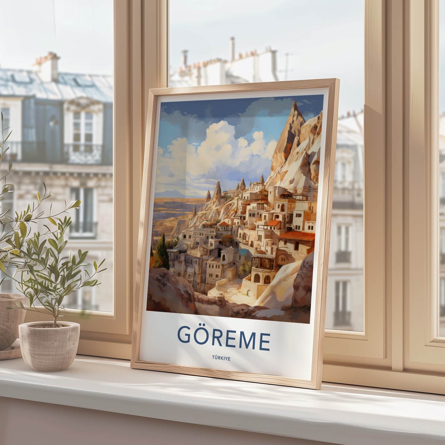 Goreme Poster - Turkiye Travel Art - Rock Cut Village Home Decor