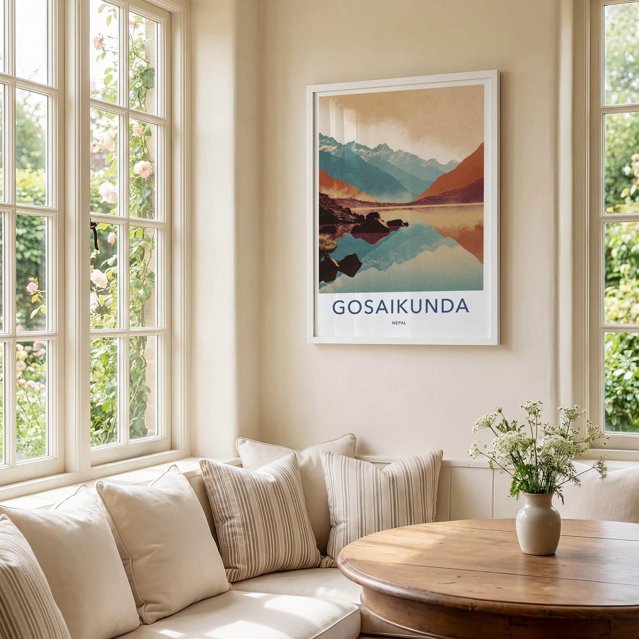Gosaikunda Poster - Nepal Travel Art - Mountain Lake Reflections Home Decor