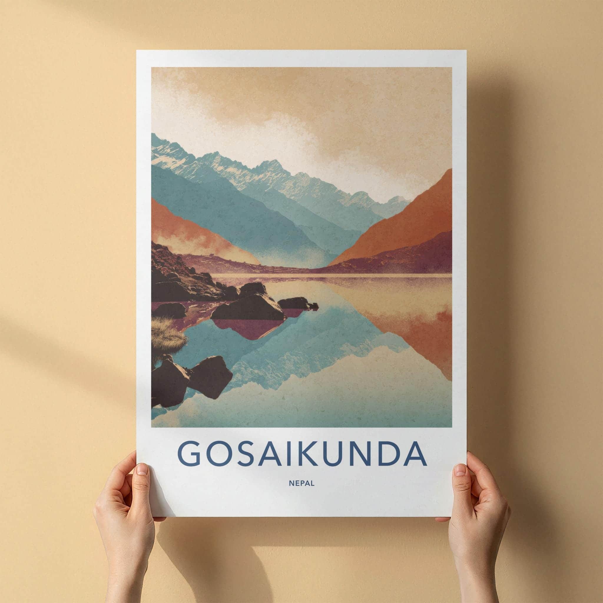 Gosaikunda Poster - Nepal Travel Art - Mountain Lake Reflections Home Decor