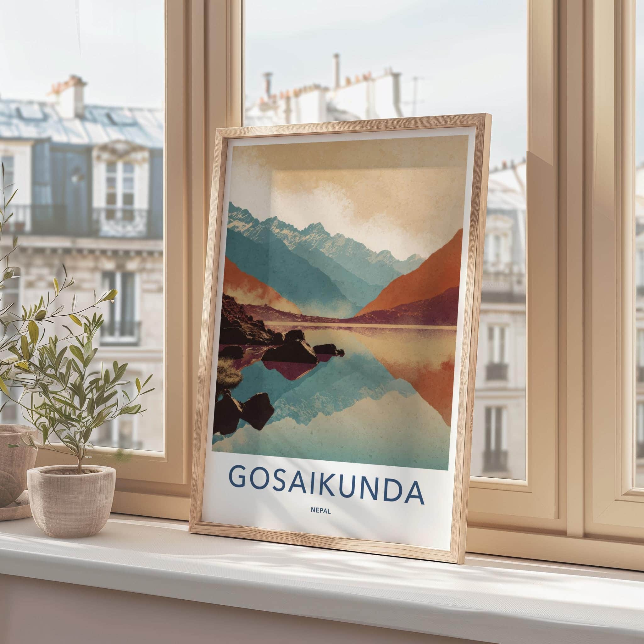 Gosaikunda Poster - Nepal Travel Art - Mountain Lake Reflections Home Decor
